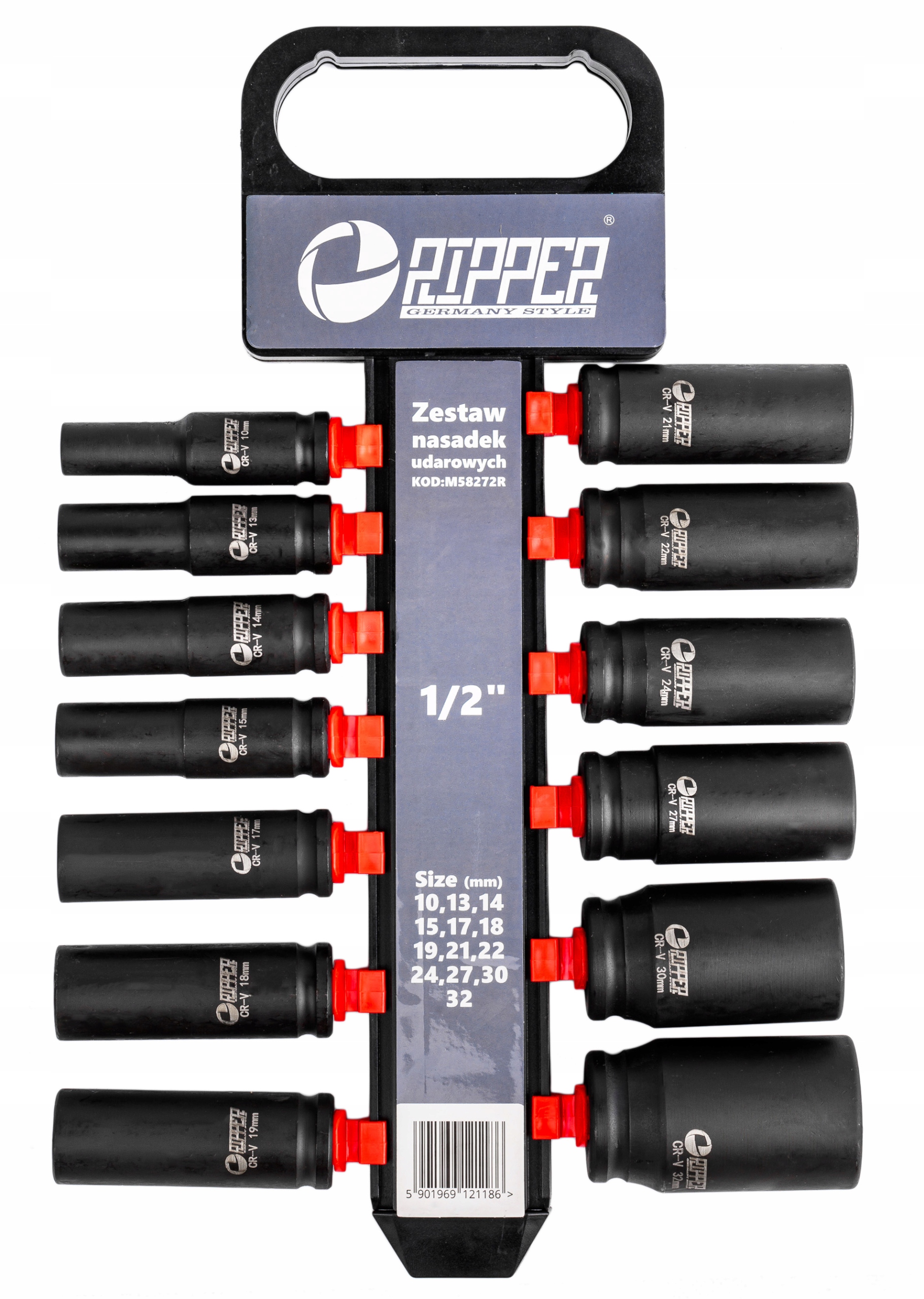 NASADKI UDAROWE KLUCZE NASADOWE DŁUGIE 1/2'' ZESTAW NASADEK 10-32MM 13el Marka Ripper