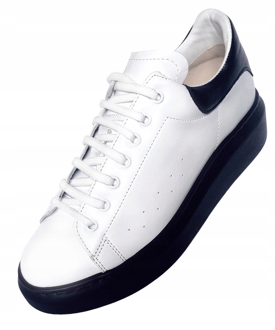 WYPRZEDAŻ!!! Półbuty na platformie skórzane VERSO skóra białe sneakersy 37