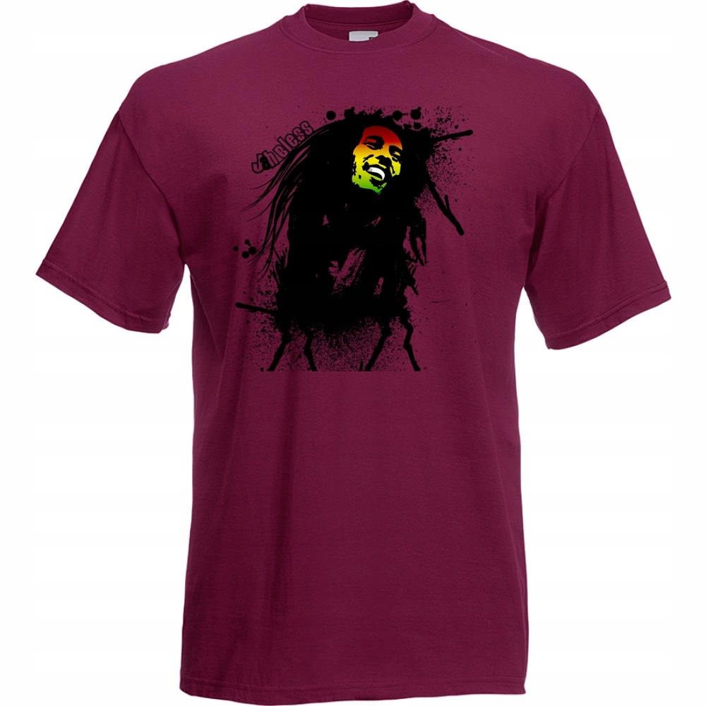 

Koszulka z nadrukiem reggae Marley rasta XL burgu