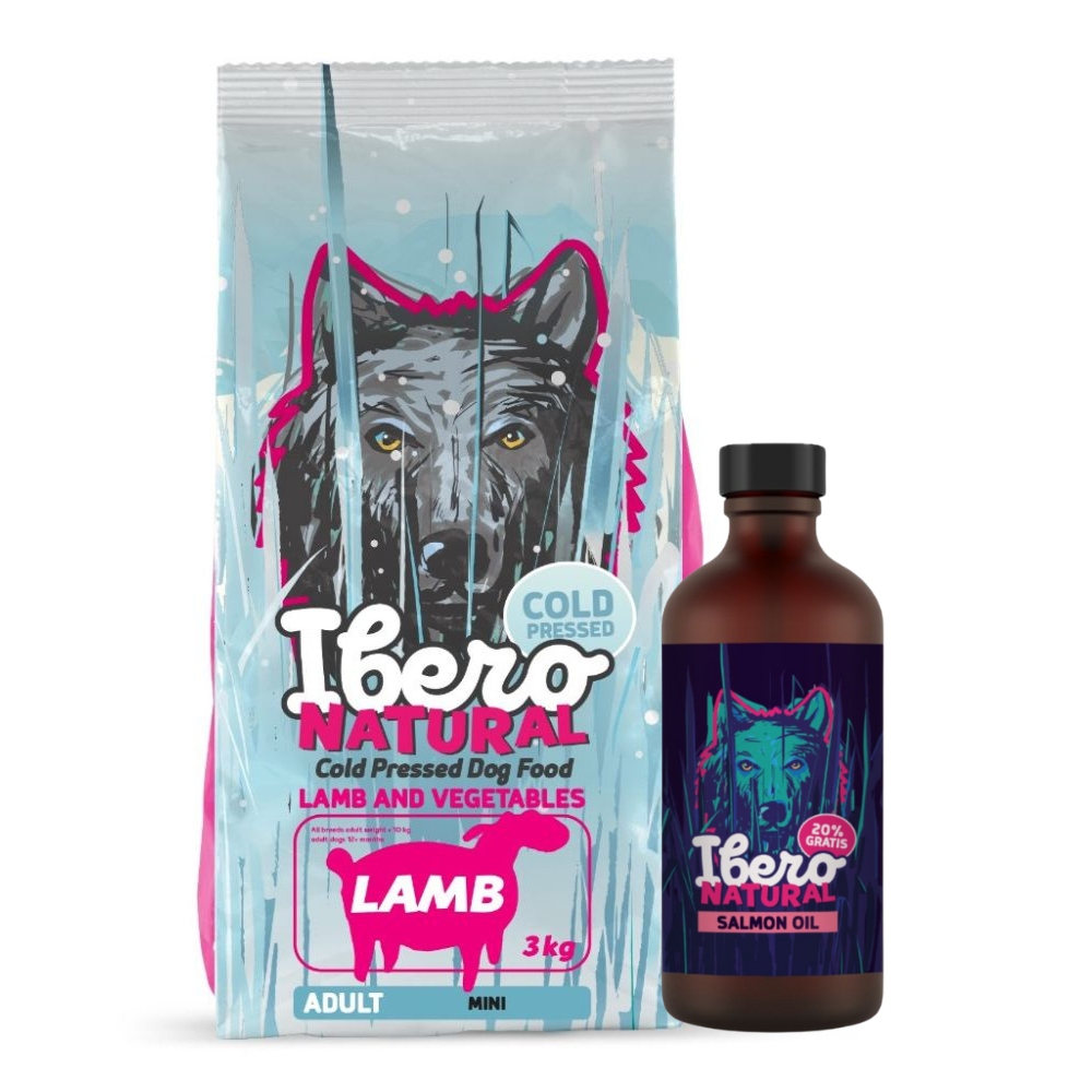 Levně Balíček pro psy malých plemen: Ibero Cold Press Lamb Ibero Lososový olej