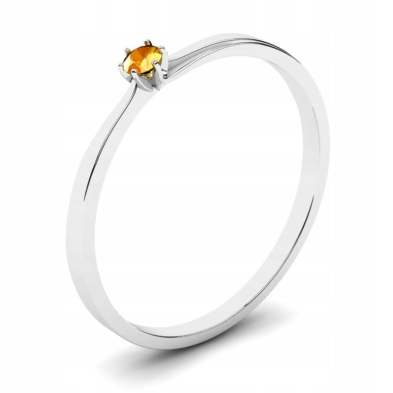 

Pierścionek Białe Złoto Cytrynowa Cyrkonia 2,5MM