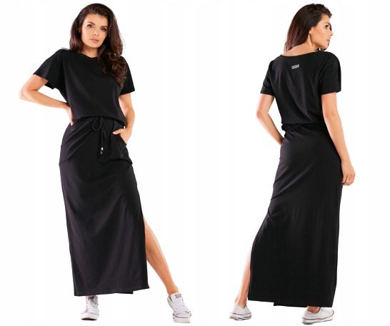 Dlouhá volná tepláková šaty s oversize zavazováním, S