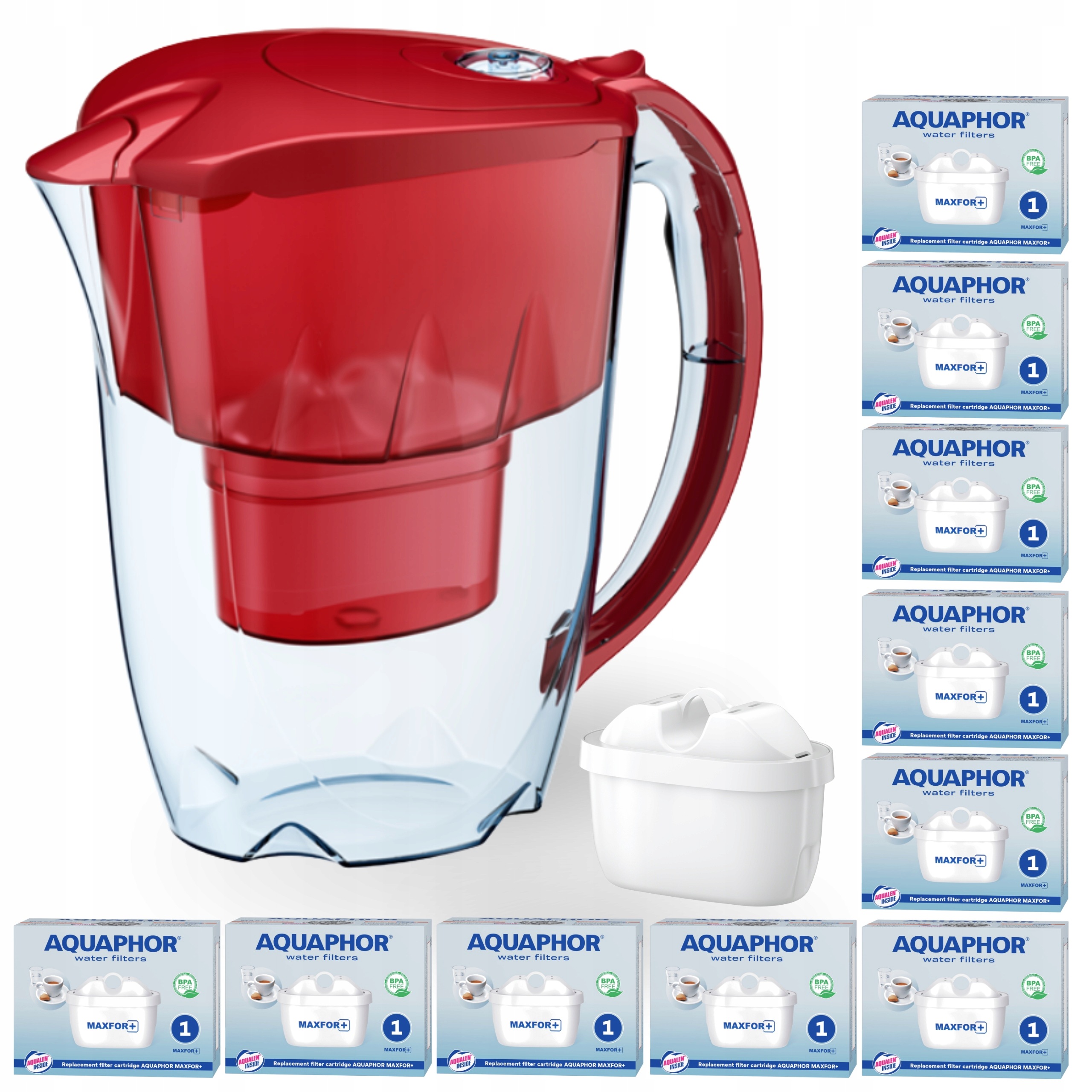 Filtrační Konvice Aquaphor Jasper červená 2,8 l 10 náplní B25 Maxfor+