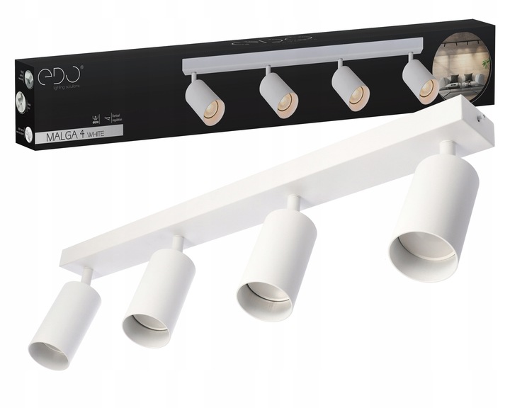 Edo Lampa sufitowa Listwa Szyna Spot Malga do Led 4x GU10 Oprawa biała