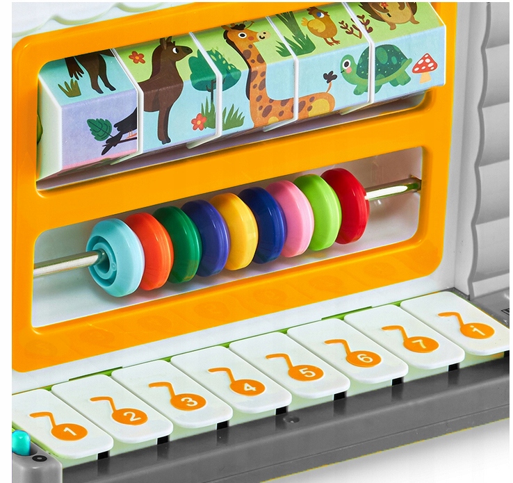 Interaktyvus edukacinis kubo formos pianinas su daugiabučiu nameliu, plastikas