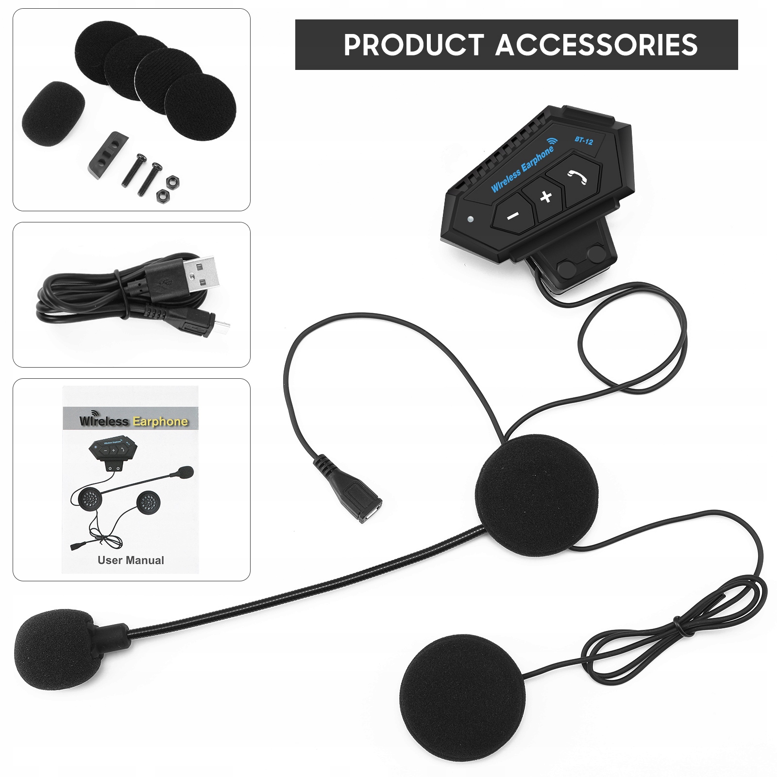 ZESTAW SŁUCHAWKOWY Bluetooth DO KAsku MOTOCYKLOWEGO BEZPRZEWODOWY INTERKOM Model Bluetooth earphone
