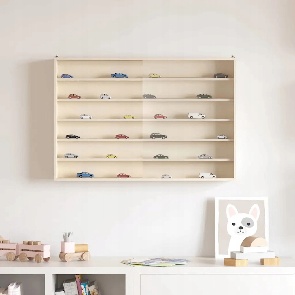 vidaXL Nástěnný vitrínový box Béžová 80 x 8,5 x 54 cm Překližka