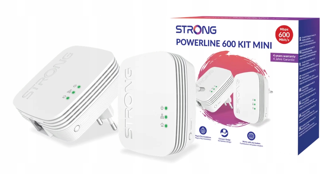 Transmiter sieciowy Powerline Strong 600 Duo Mini Lan Internet z gniazdka