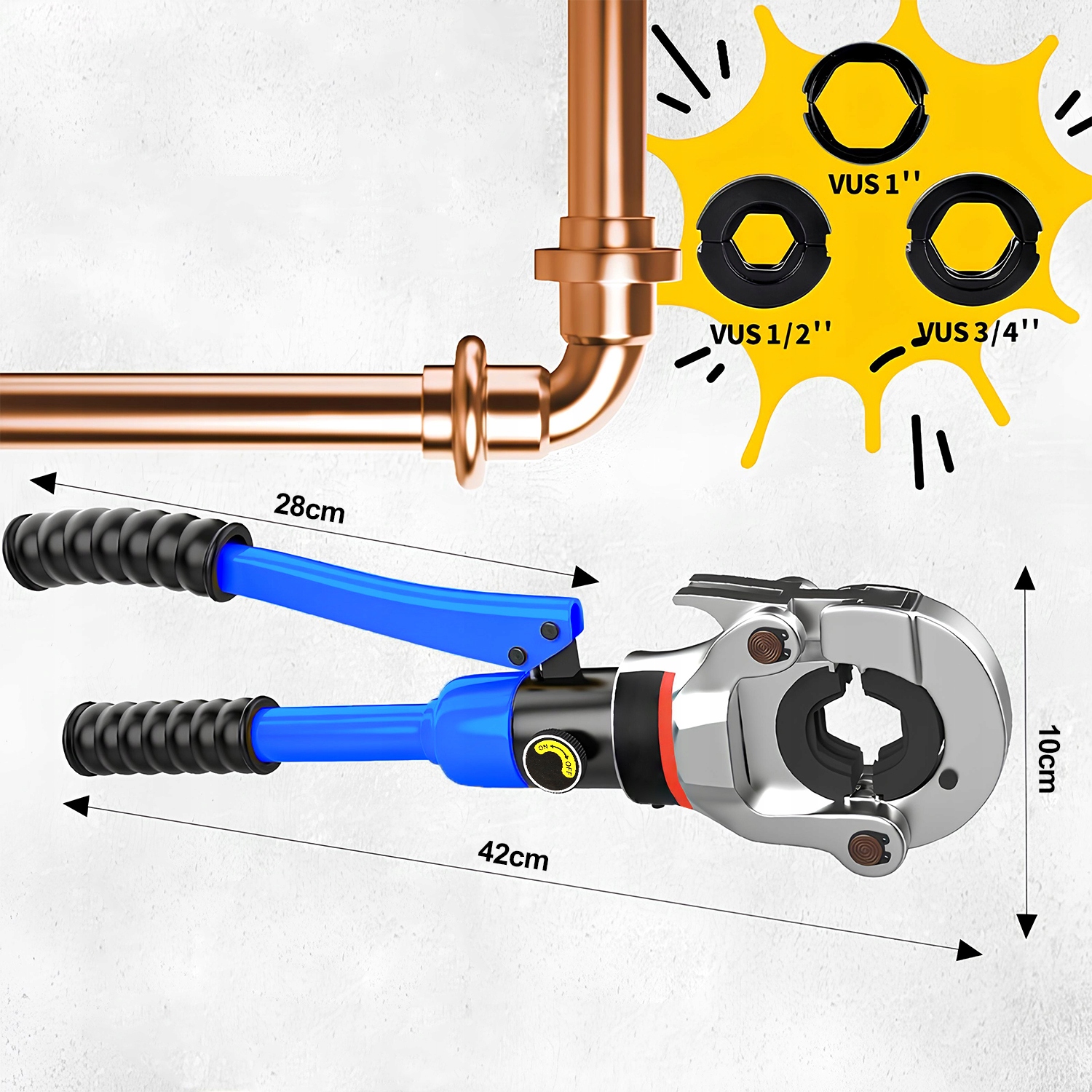 PRASKA ZACISKARKA HYDRAULICZNA RĘCZNA DO RUR PEX 12T MATRYCE PERT U 16 - 32 Marka Renew Force