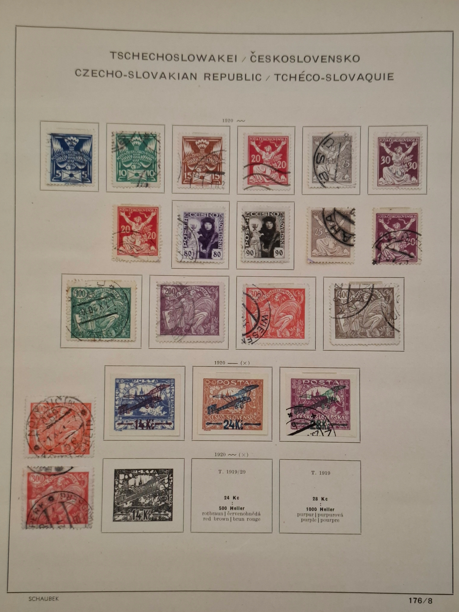 Znaczki Czechosłowacja strona z klasera Czechy