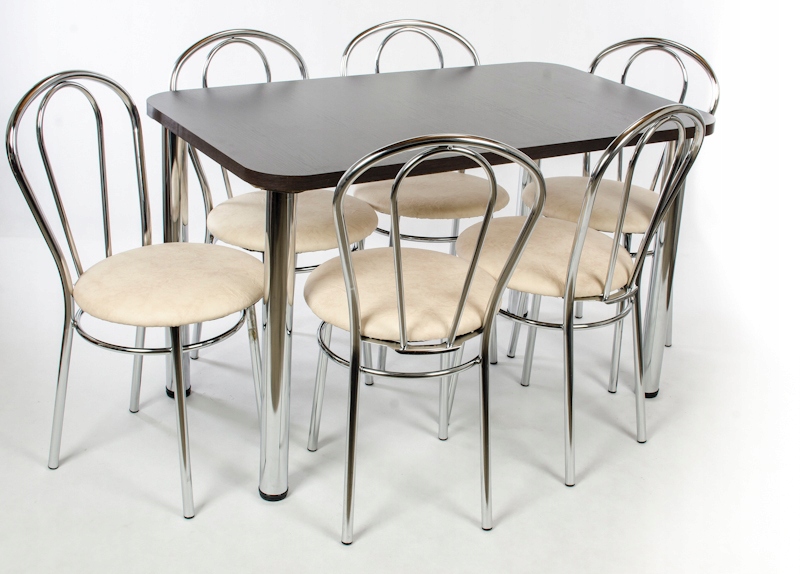 Zestaw stol 120/70 chrom + 6 krzeslo tulipan polsk Wysokość krzesła 86 cm
