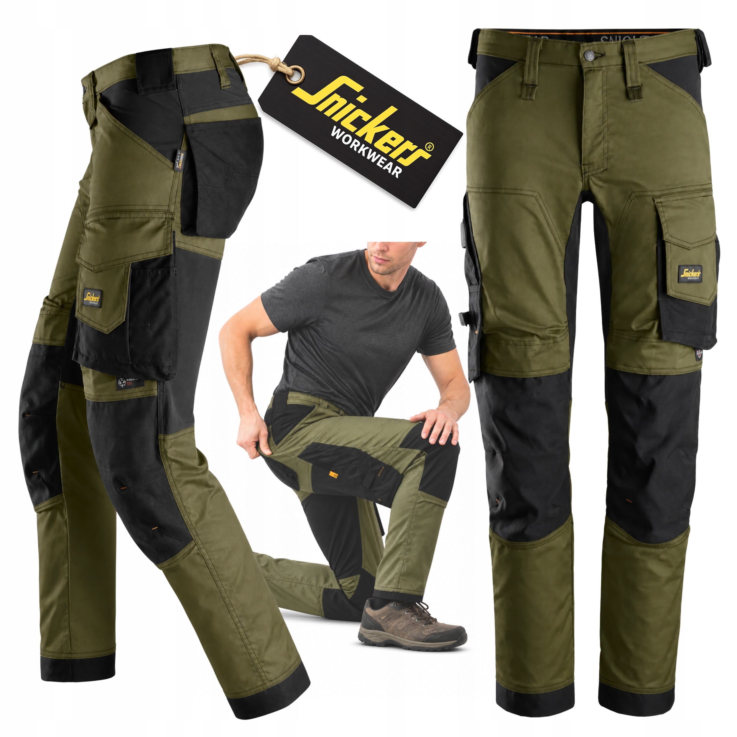 Pánské taktické elastické pracovní kalhoty Snickers Silné Stretch Cordura