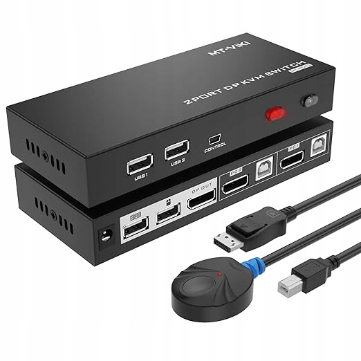 Switch Kvm přepínač se 2 porty, 4K60Hz- Mt-viki, 2 počítače, 1 monitor
