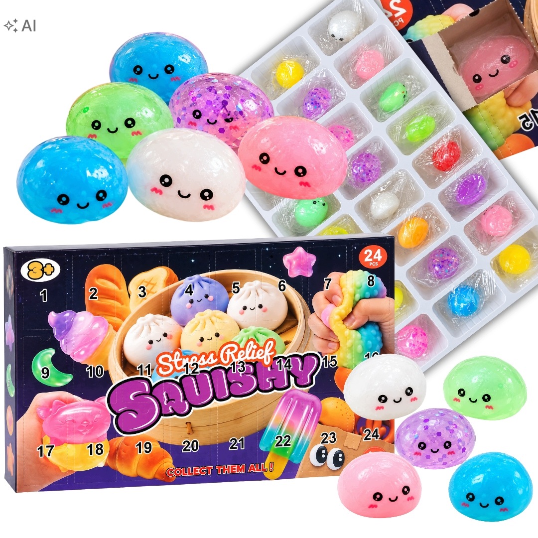 Адвент-календарь Stylizer Squishy Mystery большой, 24 мялки-кубика