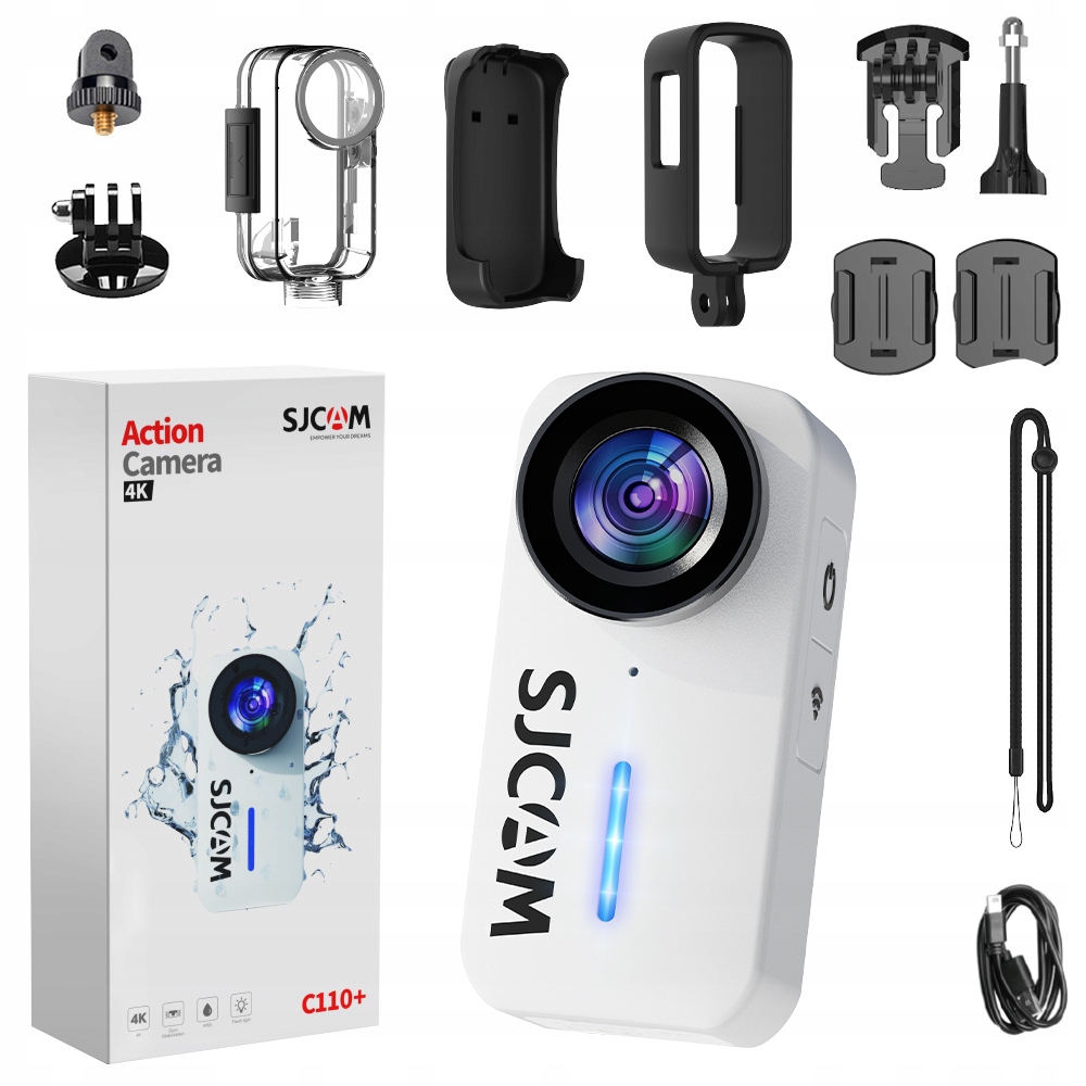 Kamera sportowa Sjcam C110 White 4K30FPS 20MP Wodoodporna Wi-fi Akcesoria