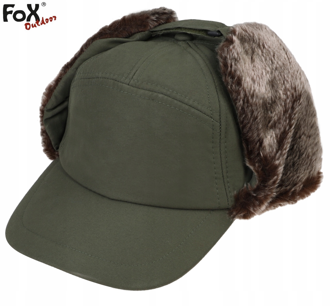 CZAPKA USZATKA ZIMOWA MĘSKA FOX TRAPPER OLIVE Materiał dominujący Poliester