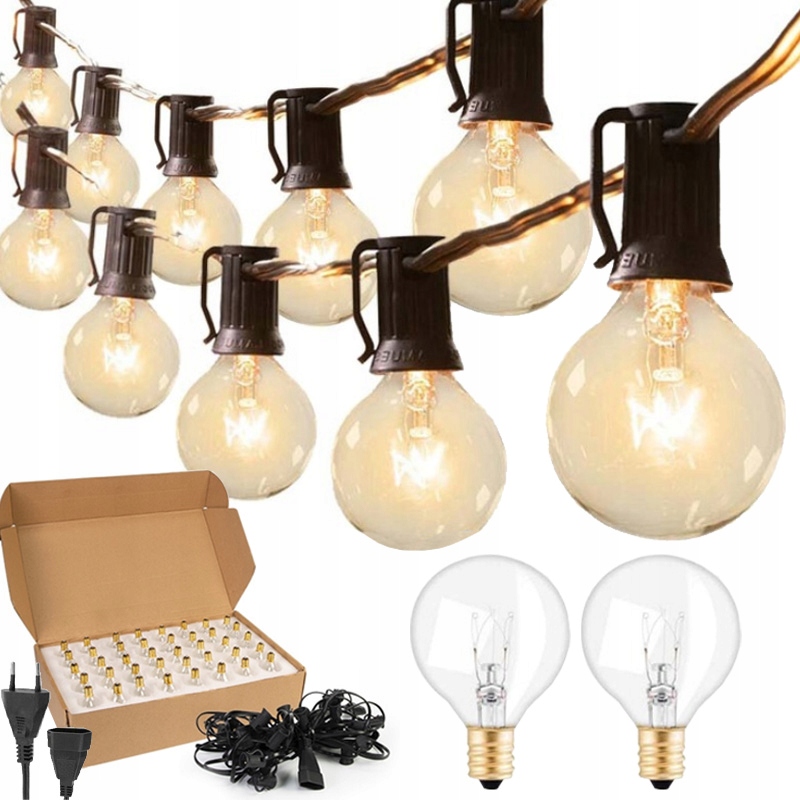 Girlanda Ogrodowa ŁAŃCUCH ŚWIETLNY Lampki 15M 25Żarówka Zewnętrzna WODOODP