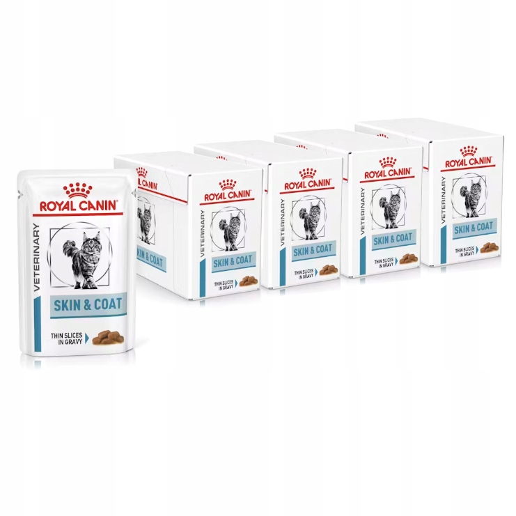 Levně Royal Canin Veterinary Skin&Coat 48x85 g Vlhké Krmivo pro kočky v omáčce