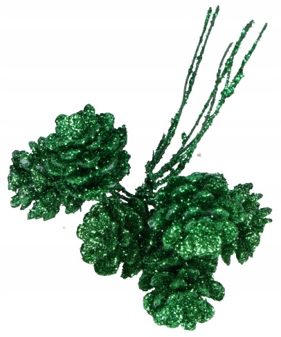 

Szyszki Brokatowe Zielone 2CM Pęczek 6 Szt Święta