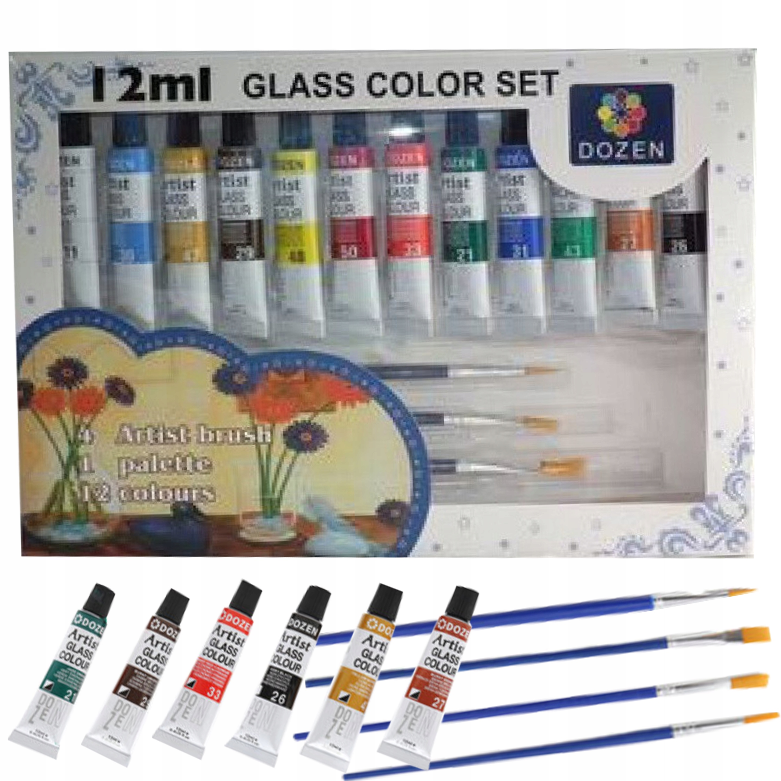 

Farby do Szkła Ceramiki Zestaw Pędzle