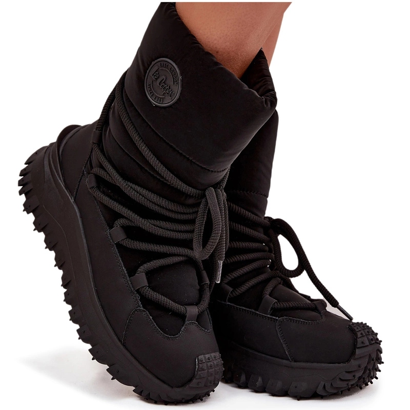 Dámské Kožené Sněhule Na Platformě LCJ-25-12-3660 Černé 36