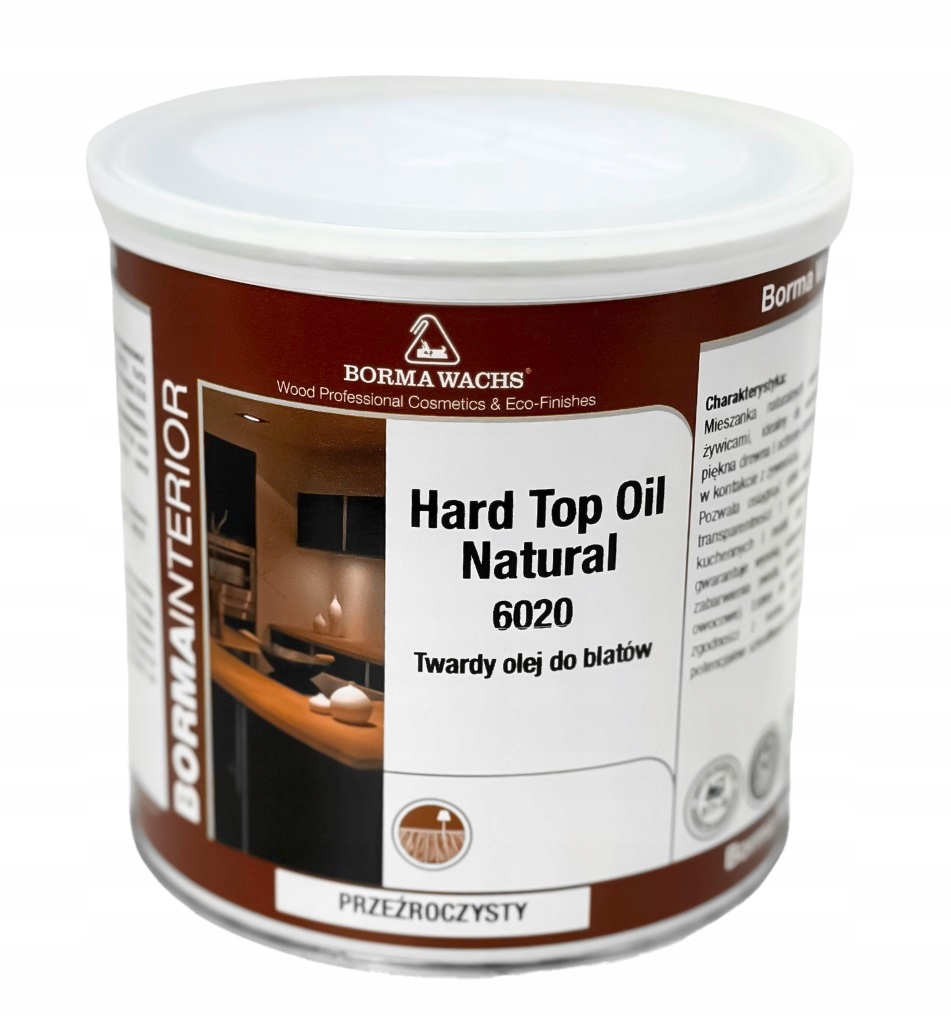 OLEJ DO BLATÓW DREWNA MEBLI BORMA WACHS HARD TOP OIL BEZBARWNY 750ML MATOWY
