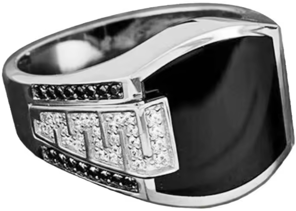 Stříbrný luxusní signet s drahými kameny, černá Ocel ušlechtilá