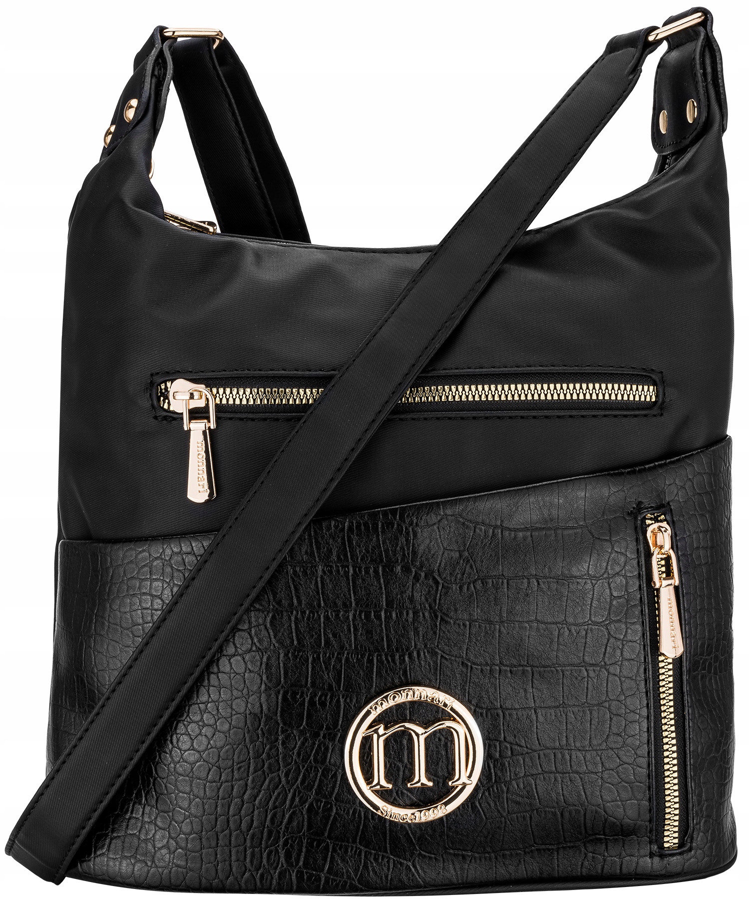 Monnari Torebka Damska Listonoszka Wodoodporna Czarna Kieszonki Pojemna