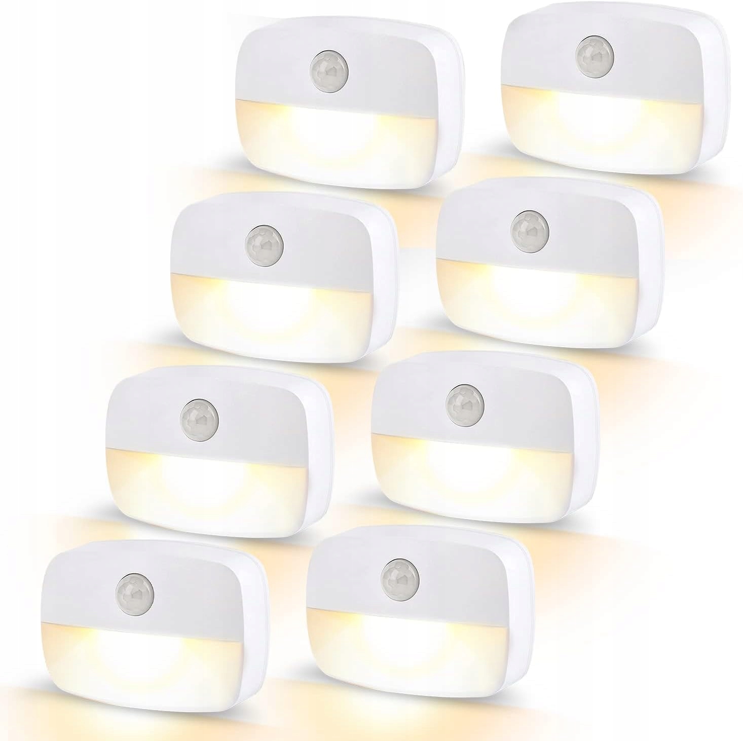 Noční Lampa Led S Pohybovým Senzorem 8 Ks Teplá Bílá