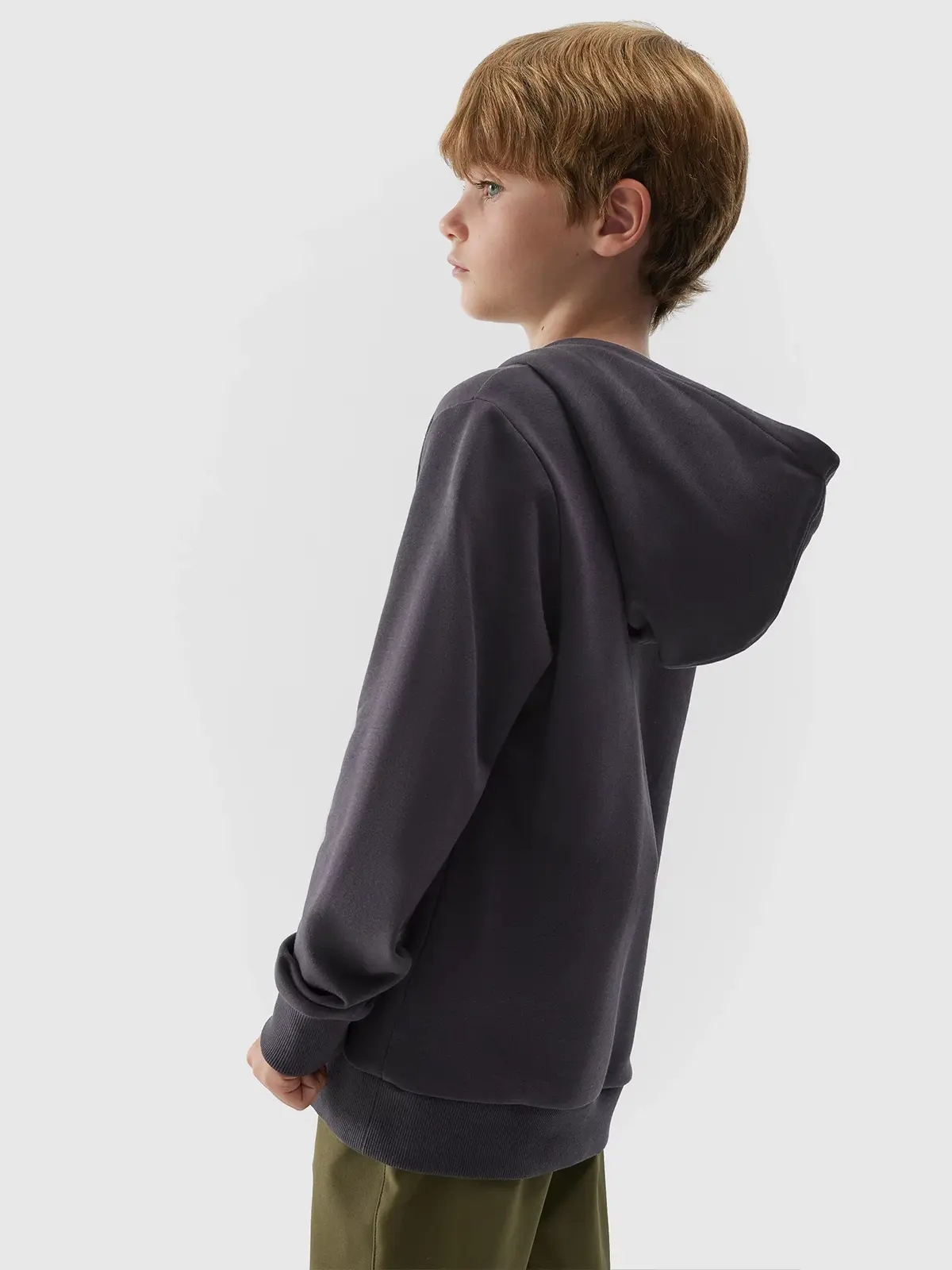 BLUZA CHŁOPIĘCA 4F DRESOWA Z KAPTUREM AW23M634 Kolor szary