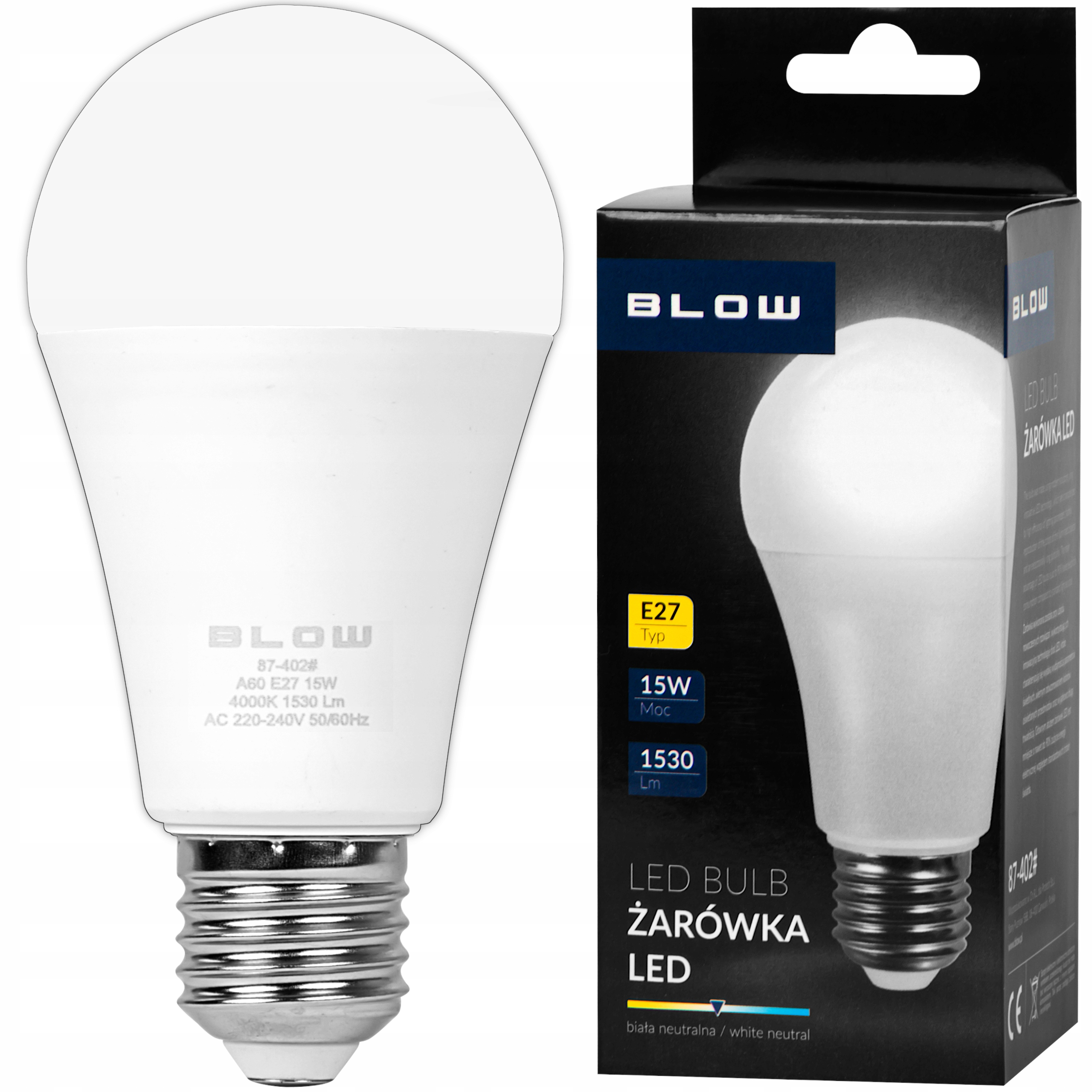 

Żarówka Led E27 15W=100W biała kulka kula
