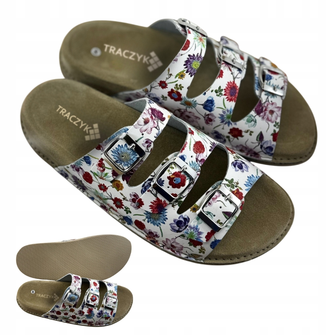 Nazouváky Profilované Pohodlné 3 Květinové Pásky Přírodní Kůže Fusbet vel. 44