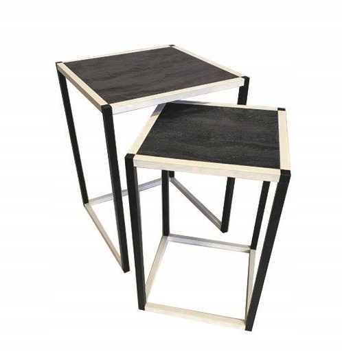 Sada stolků 2v1 Zebra Beton černý hliník