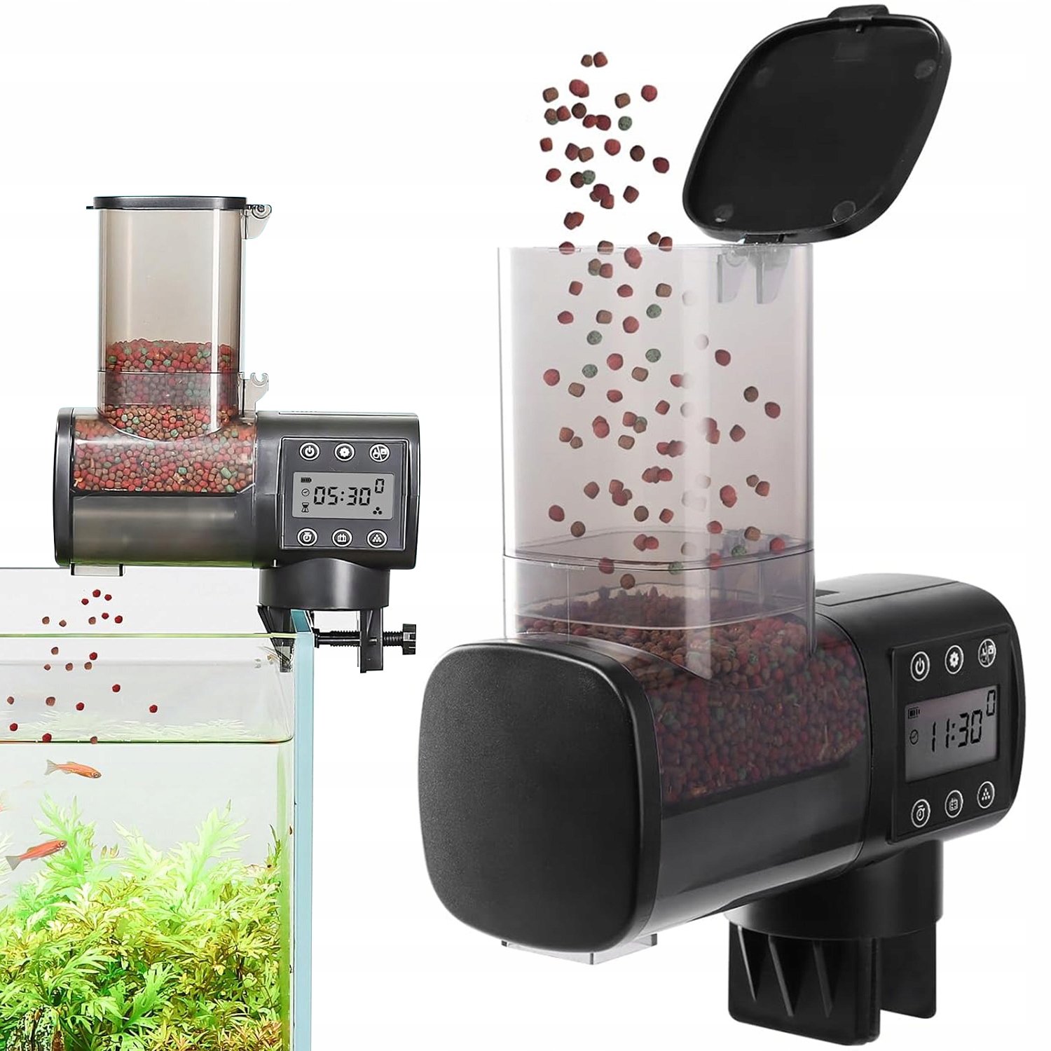 Levně Inteligentní Krmítko Pro Ryby Automatické 500ML Pro Akvárium s LCD obrazovkou