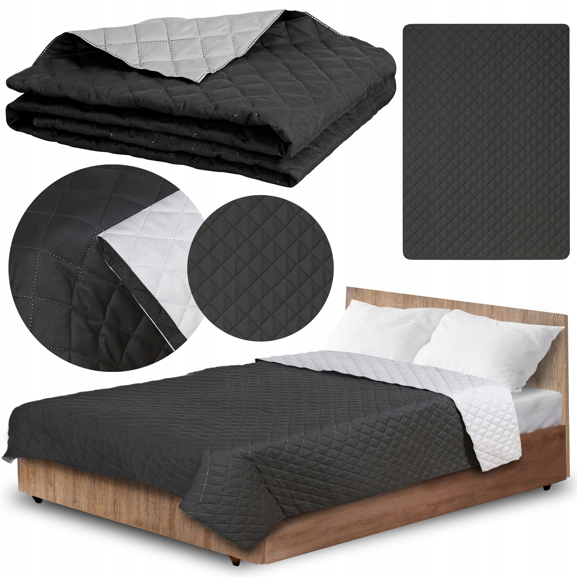 Přikrývka Na Postel Pohovka 220x240 CM Prošívaná Do Ložnice Na Pláž Černá