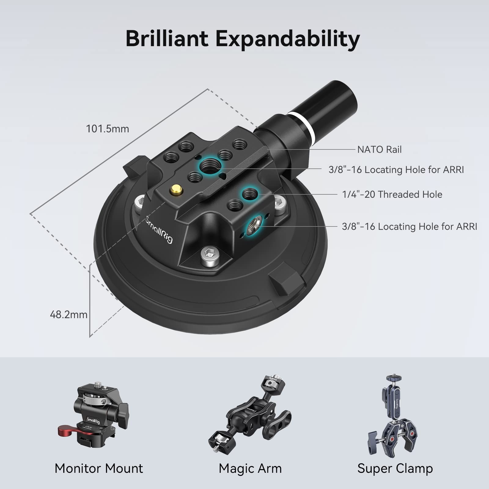 SMALLRIG Przyssawka Do Kamery 4" Do DJI OSMO GoPro Nikon Max 2kg — miniatura 4
