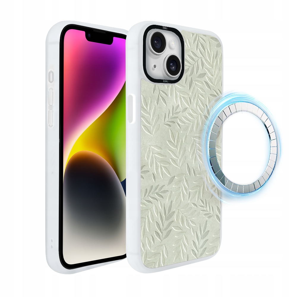 Pouzdro pro iPhone 14 Ibizu DropGuard Matt s MagSafe, olivová stopa, bílé