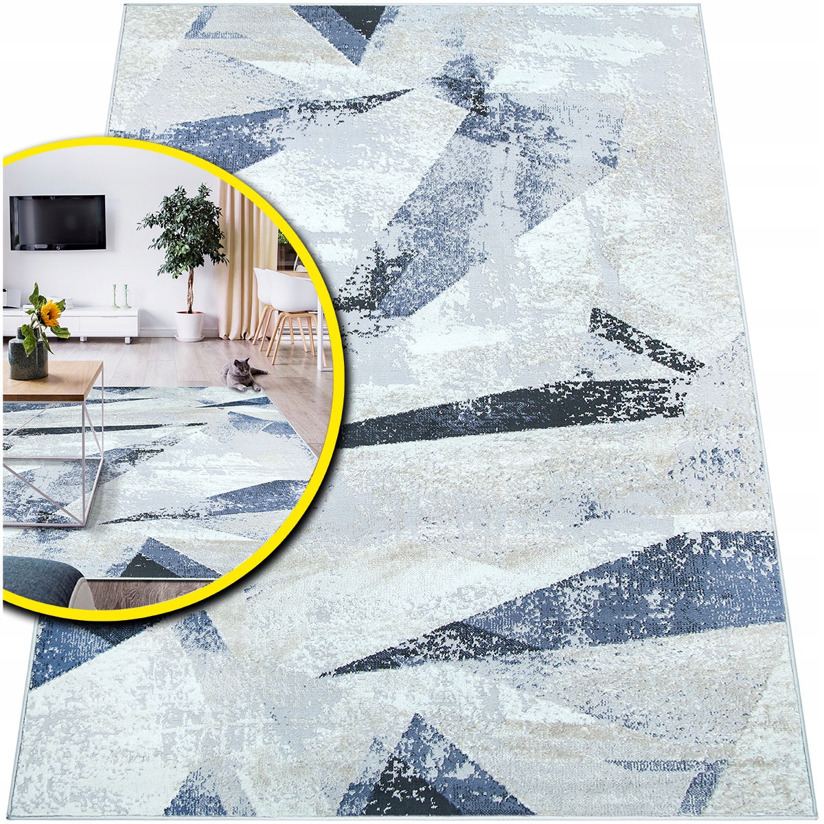 Modrý Koberec Do Obývacího Pokoje Laila 984B Šedý Koberec Do Loftového Pokoje 160x230