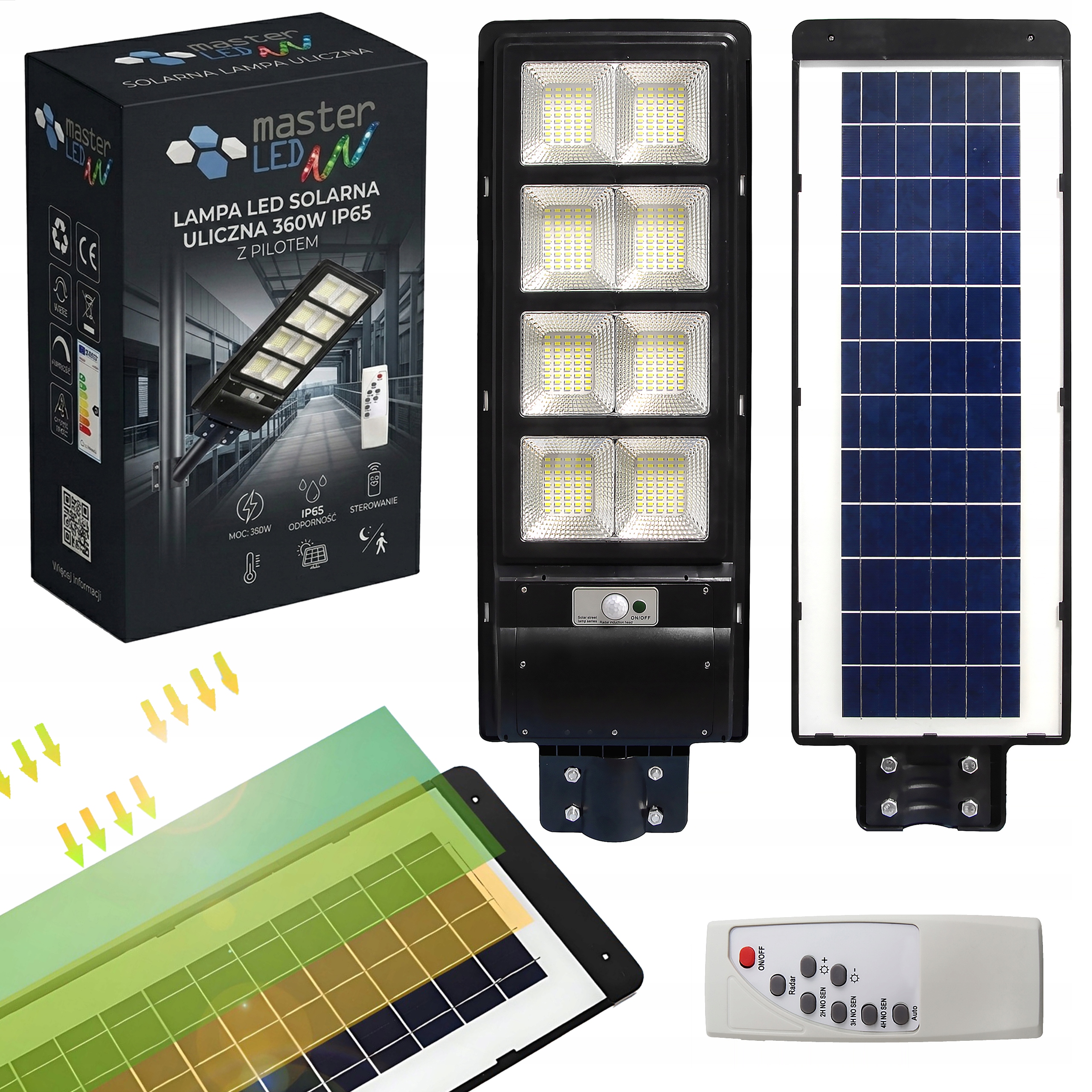 Solární Lampa Pouliční Lampa 360 W 3600 W Led S Pohybovým A Soumrakovým Senzorem Pilot