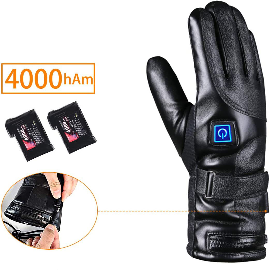 Rękawice Grzewne na Rower i Motocykl - Skórzane, Trzy Stopnie Temperatury Producent bez marki