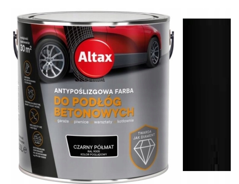 copy of Altax Farba Antypoślizgowa Do Podłóg Betonowych Czarny RAL9005 Półm