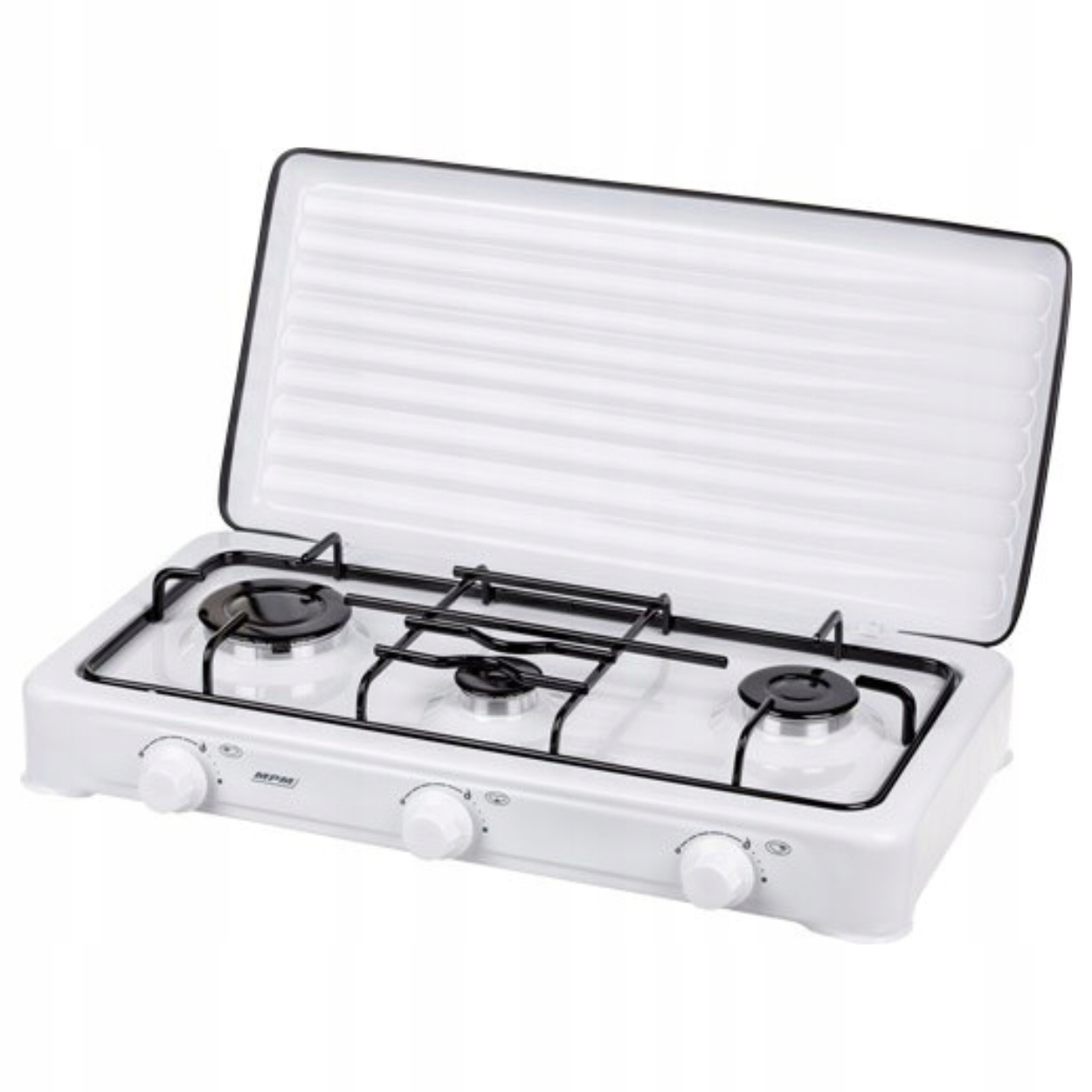 Plynový vařič Mpm SMILE-KN-03/1K přenosný, 3 hořáky na plyn, bílá barva
