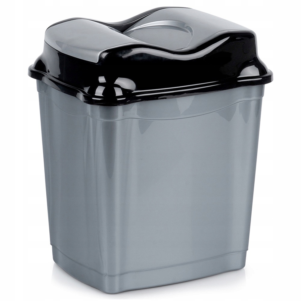 Levně Odpadkový Koš Plastový, Šedý, Nádoba Na Odpadky Do Kuchyně A Kanceláře 16 L