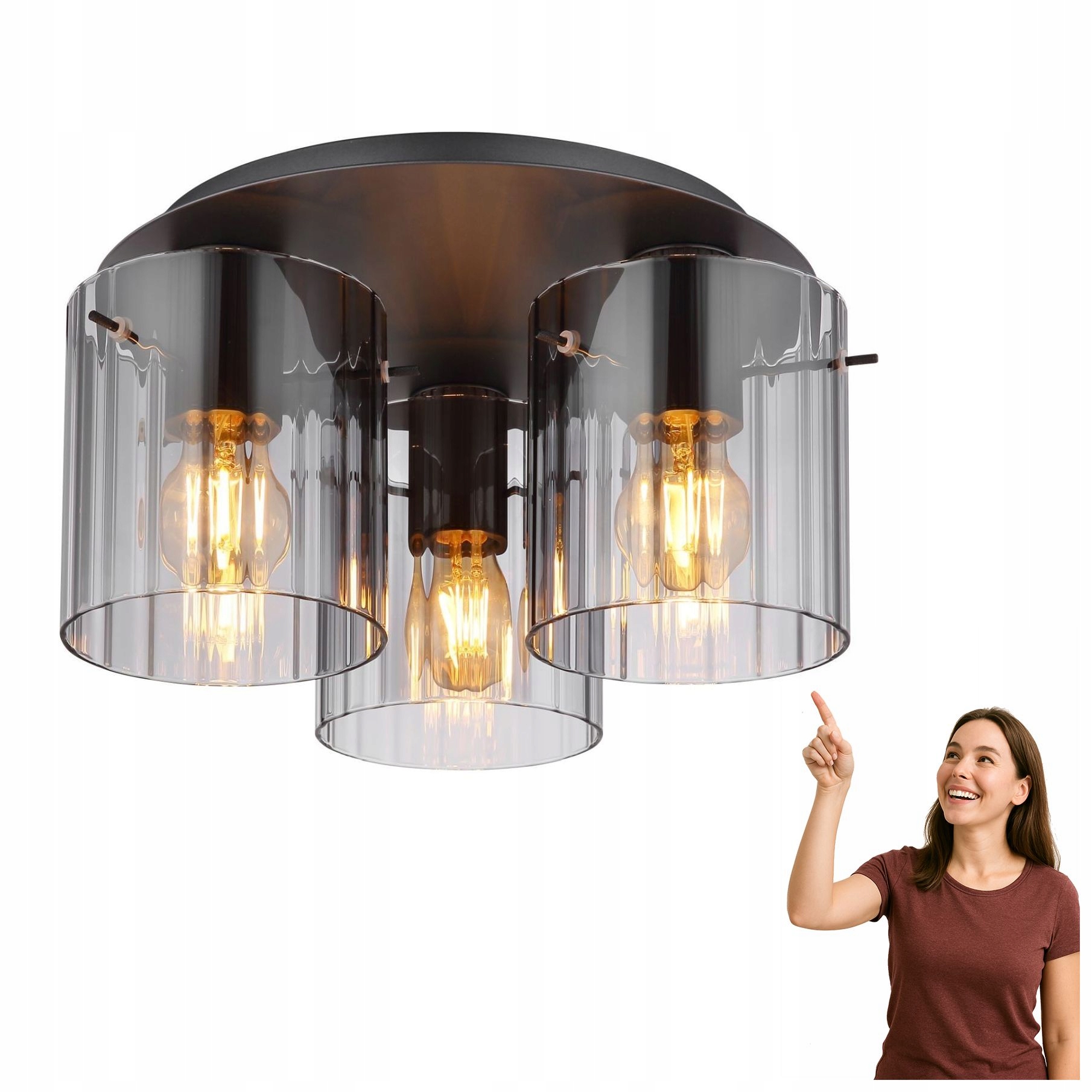 Stropná lampa s ryhovanými tienidlami Tulivar 15904-3D Globo