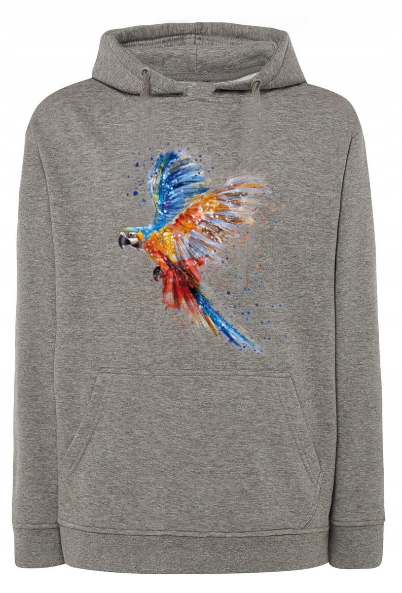 Pánská mikina s barevným potiskem pták Papoušek r.XL