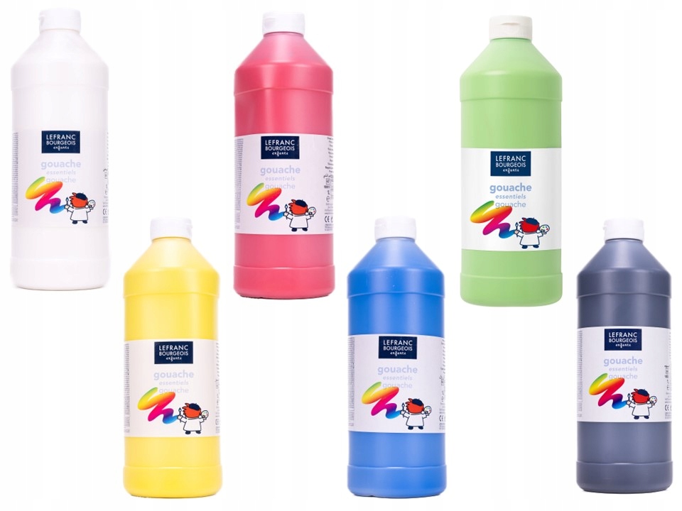 ZESTAW 6 FARB PLAKATOWYCH TEMPERA 1L 1000 ML LEFRANC BOURGEOIS LB