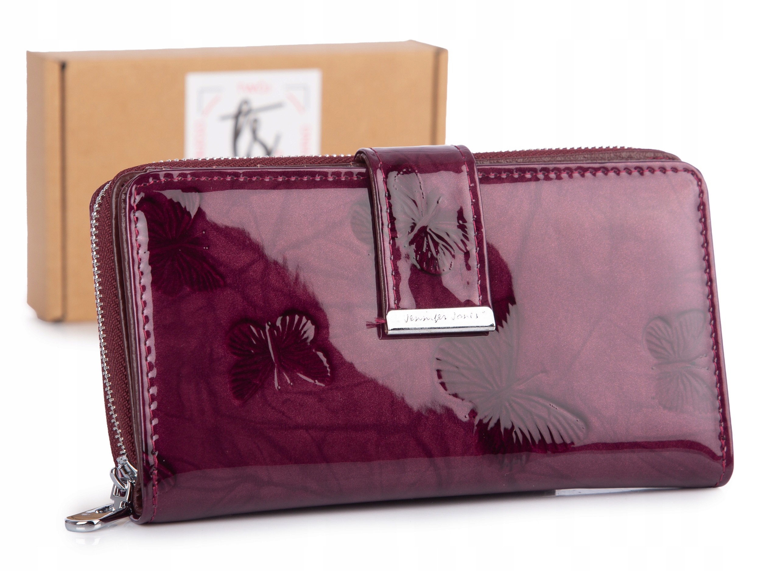 Velká dámská lakovaná peněženka s motýlkovým vzorem Jennifer Jones, fialová
