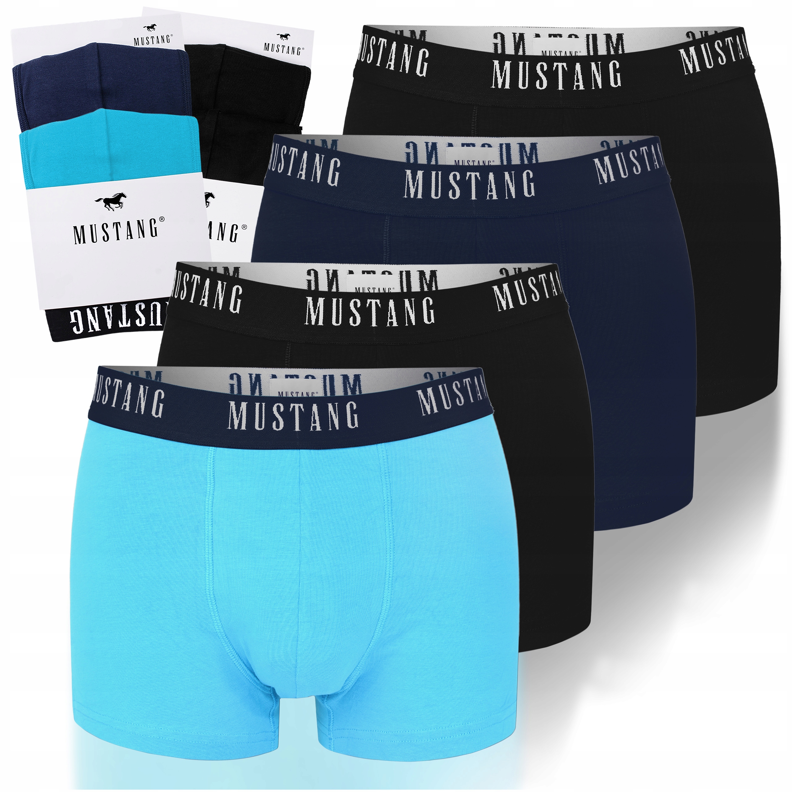 Mustang Bokserki Męskie 4 sztuki Zestaw Bawełna Logo Kolor Rozmiar L