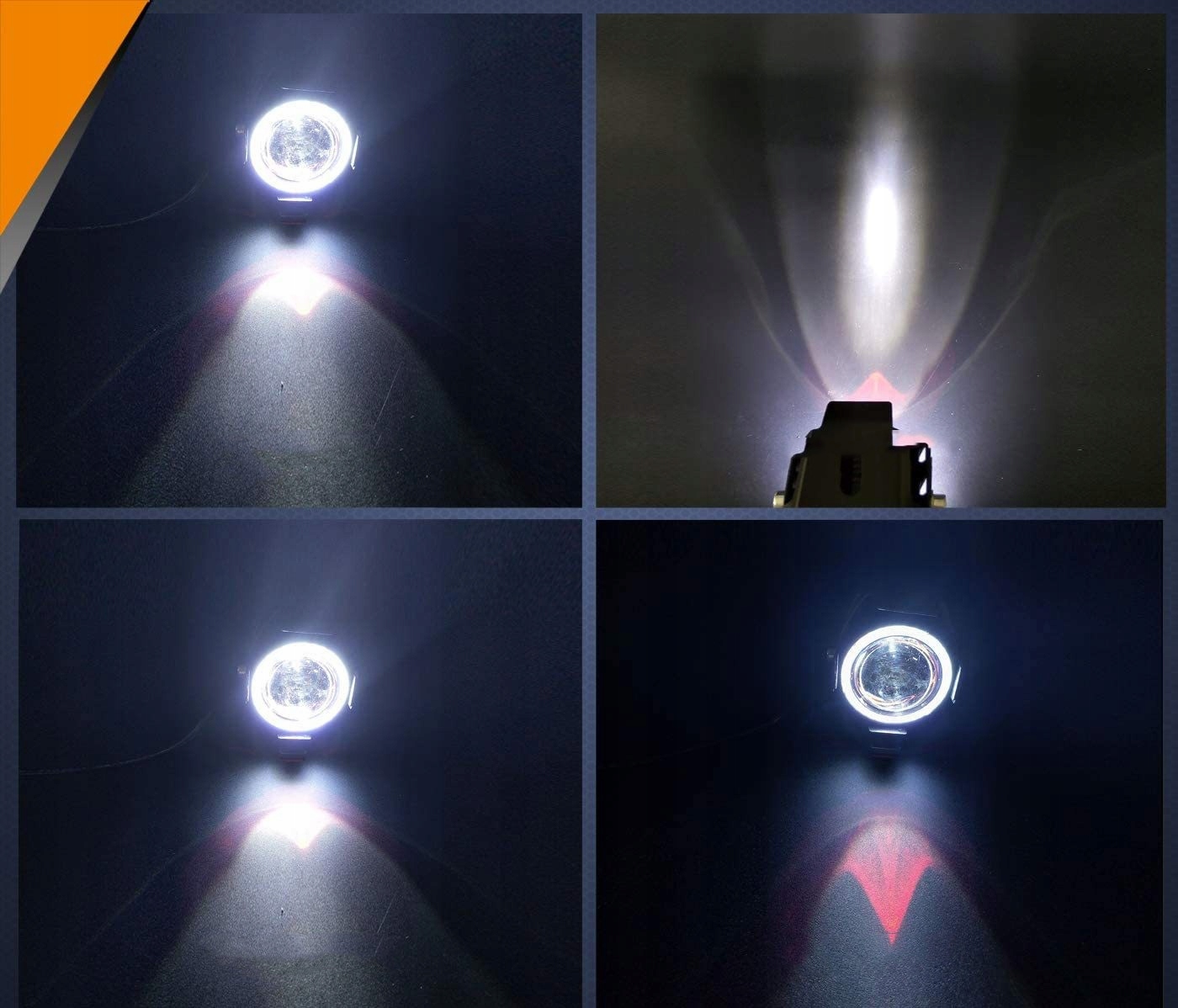 2x ŚWIATŁA HALOGENOWE DO MOTOCYKLI RING REFLEKTORY LED Waga produktu z opakowaniem jednostkowym 1 kg