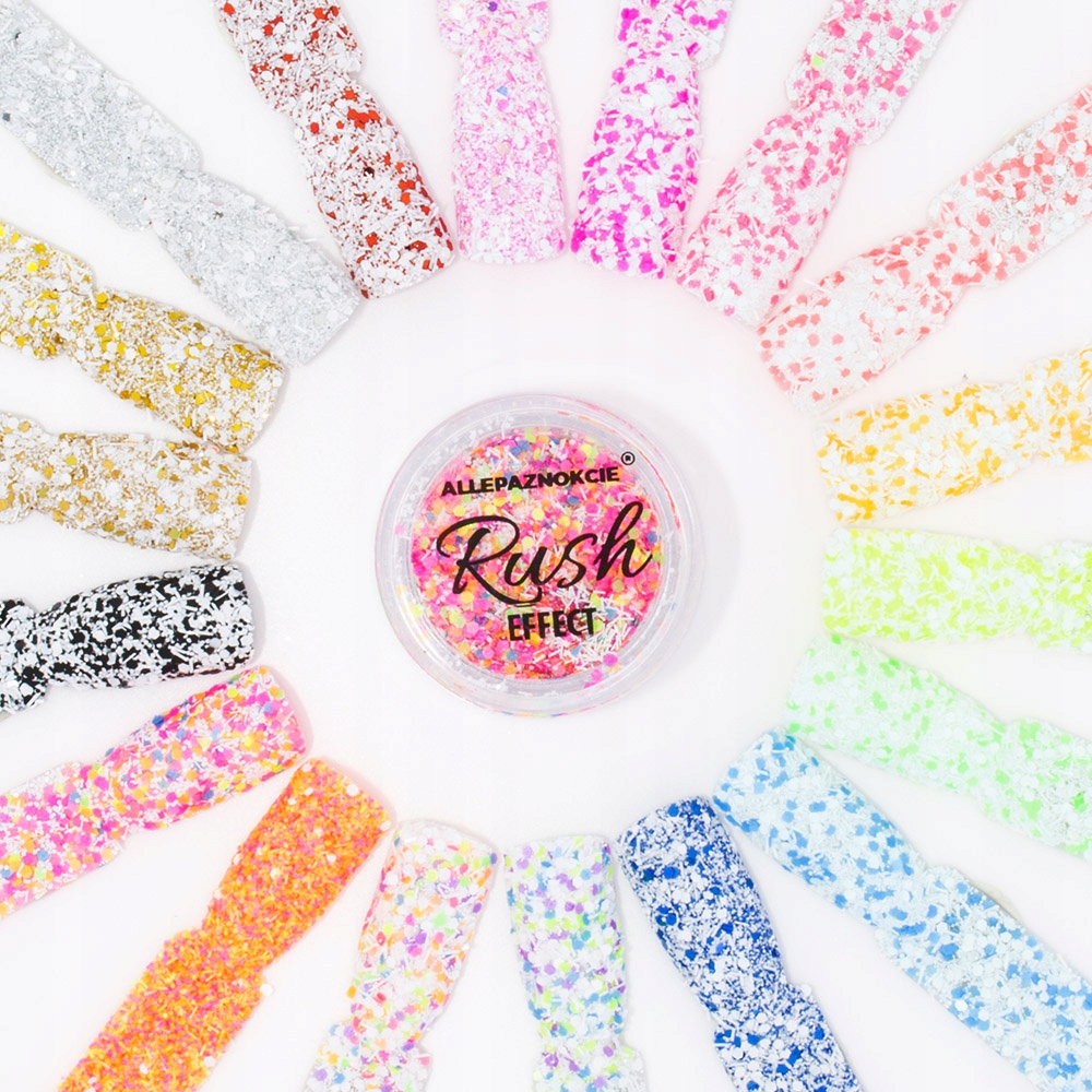 PYŁEK OZDOBA DOPAZNOKCI EFEKT RUSH NEON DROBINKI PŁATKI Marka Allepaznokcie